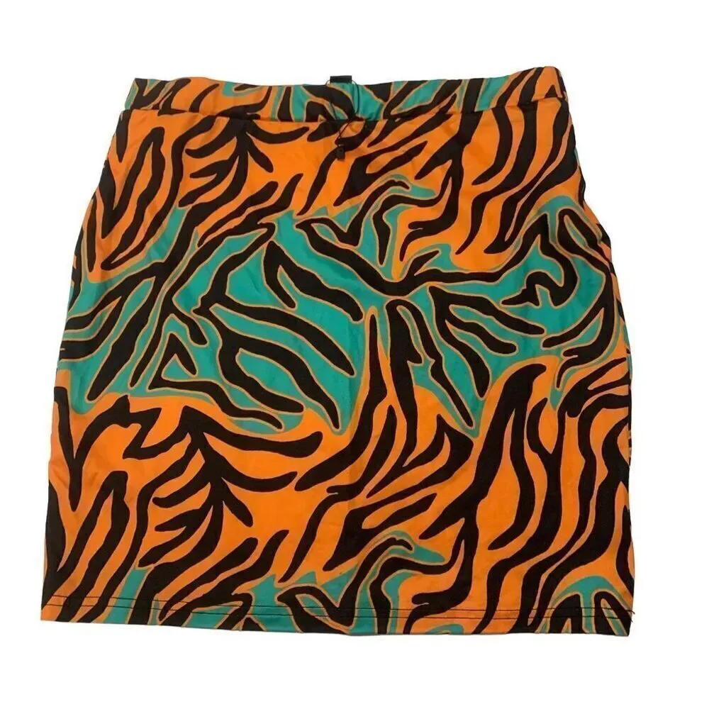Multicolored Zebra Patterned Bodycon Skirt
